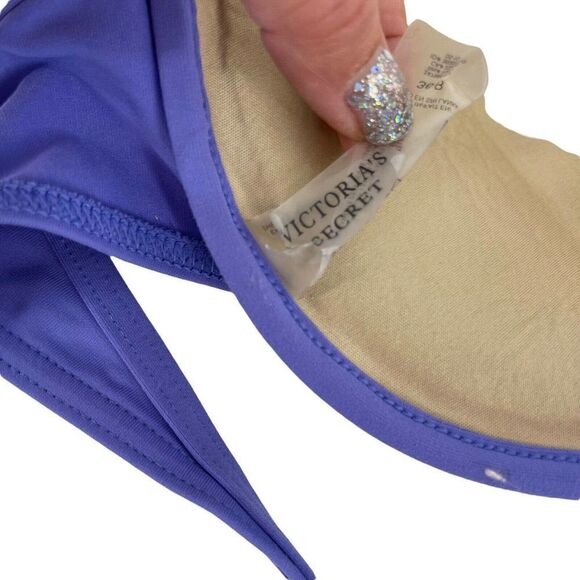 Victorias Secret Push Up Bikini Top Size 36B Purple Underwire Halter Swimwear - Picture 7 of 8